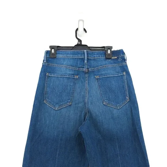 Mother Women 27 Pinch Sneak Jeans Blue Wide Leg Denim High Waist Pleated NEW - Picture 9 of 10